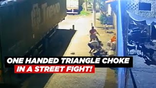 BJJ OneHanded Triangle Choke In a Street Fight [upl. by Irrep]