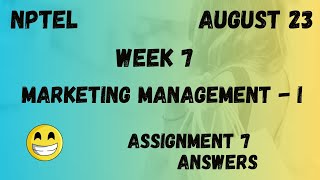 Assignment 7  Marketing Management  I Week 7  NPTEL HanumansView [upl. by Dame]