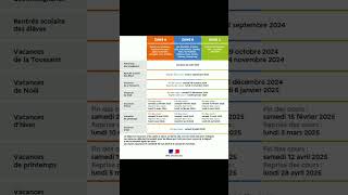 Calendrier des vacances scolaires 2024 2025 en France [upl. by Othilie]