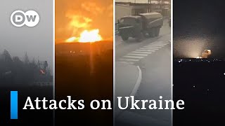 Footage of the first hours of Russias attacks on Ukraine  DW News [upl. by Nahguav627]