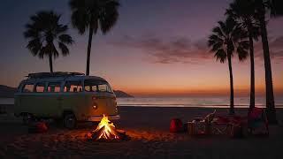 Campfire on the Beach Sounds for Restful Sleep  Fire Crackling amp Ocean Waves All Night [upl. by Gnud]