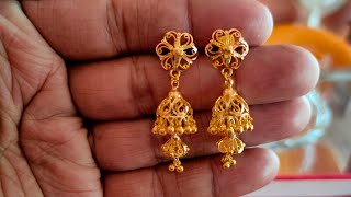 gold jhumka designsgold jhumka designs with weightlatest gold earrings designs [upl. by Eedak]