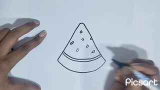 How to draw a Cute Watermelon 🍉 from V For kids amp beginners  Doodle  Learn easy steps to doodle [upl. by Libbie]