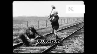 1910s Slapstick Villain Chains Woman to Railway Track [upl. by Aihsetal868]