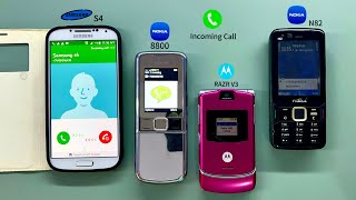 Nokia 8800 Vs Samsung S4Nokia N82 Vs Motorola RAZR V3 Incoming Call Old Legendary Phones [upl. by Nagaet]