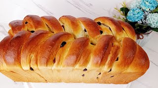 How To Make Fluffy Raisin Brioche Loaf  Family Size Brioche Bread Recipe [upl. by Eltsyrc]