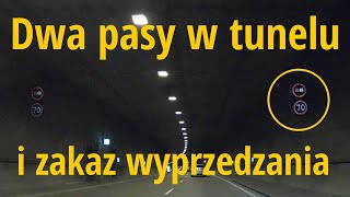 Zakaz wyprzedzania w tunelu o dwóch pasach ruchu Gliwice tunel w ciągu DTŚ [upl. by Ahsinot]