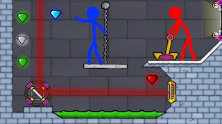 Watergirl and Fireboy Stickman animation  ice temple parkour  Diamond hunter [upl. by Box]