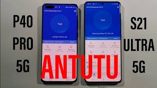 Huawei P40 Pro vs Samsung S21 Ultra 5G Antutu Benchmark Test [upl. by Aicenek]