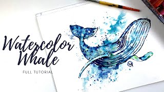 Step By Step Watercolor Tutorial For Beginners  Learn To Paint A Whale [upl. by Urissa]