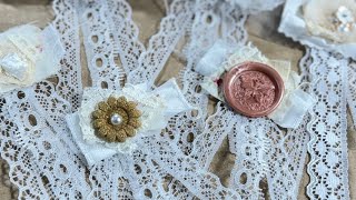 Lace Streamer embellishments • Diy • Easy for beginners • inspired by Tina shabbydabbydoodah [upl. by Ariat]