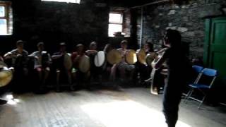 Bodhran Lesson at Causey Farm [upl. by Namia]