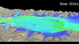 Tsunami runup analysis with a 60 m class ship as a floating object in Kesennuma by MPS method [upl. by Johppah957]