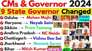 9 State Governor Changed 2024  CM and Governor 2024 New Update  Current Affairs 2024 Memory Trick [upl. by Anai272]