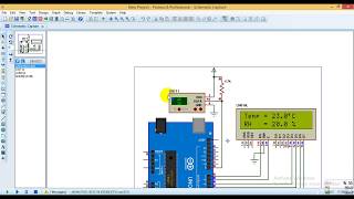 Arduino with DHT11 sensor and LCD  Proteus simulation [upl. by Ramsay750]