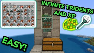 SIMPLE 121 TRIDENT FARM TUTORIAL in Minecraft Bedrock MCPEXboxPlayStationSwitchPC [upl. by Nanam]