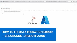 How to Fix Data Migration Error  errorcode  jrenotfound [upl. by Olwen]