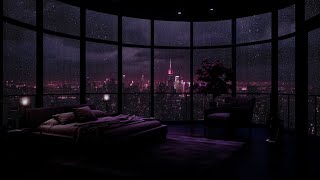 🌧️ New York Apartment with Rain amp Thunder For Sleep  No Ads   24 Hours  Cozy Bedroom Space [upl. by Aihtnis966]