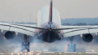 Drifting Aeroflot Airbus A330300 Arrival at Düsseldorf Closeup [upl. by Pru70]