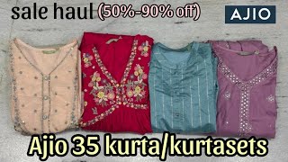 Ajio sale haul  35 kurta kurtasets from 270₹  must try 👌🏻quality ajiokurti trending [upl. by Stilwell]