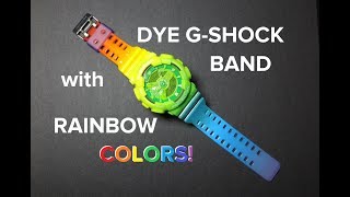 How to dye GShock band with rainbow colors GSHOCK錶帶染色教學彩虹 [upl. by Hahcim691]