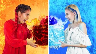 Défi Chaud VS Froid  Fille De Feu VS Fille De Glace  Fête DAnniversaire [upl. by Repip]