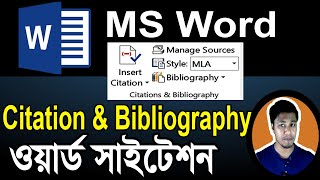 MS Word Citation and Bibliography Tutorial in Bangla  এমএস ওয়ার্ড সাইটেশন [upl. by Veejar]