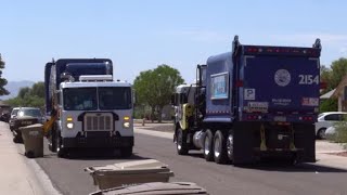 City of Peoria AZ  Two garbage trucks on rout [upl. by Eriuqs]