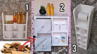 COMO FAZER 3 IDEIAS ðŸ’¡ GENIAIS DE NICHOS DECORATIVO PARA BANHEIRO FEITOS DE PAPELÃƒO ideiascompapelao [upl. by Ploch]