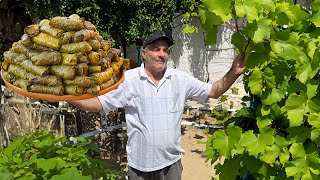 Azerbaijani Leaf Dolma Made From Grape Leaves Harvested in The Garden [upl. by Publea286]