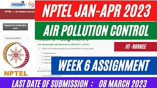 NPTEL Air Pollution Control Week 6 Assignment Solutions 2023  Jan Apr 2023  OPEducore [upl. by Endaira]