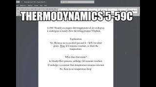 Thermodynamics 559C Would you expect the temperature of air to drop as it undergoes a steadyflow [upl. by Johny]