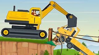 Farmer Bear Builds Broken Bridge Truck Trailer Crane  Vehicles Farm Animated [upl. by Ogden145]