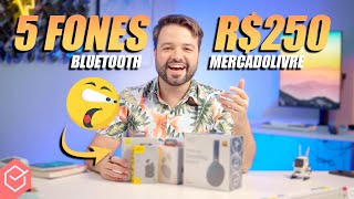 COMPREI os 5 FONES DE OUVIDO BLUETOOTH MAIS VENDIDOS [upl. by Garrett583]