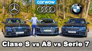 Mercedes Clase S vs BMW Serie 7 vs Audi A8 reseña  ¿Cuál es mejor [upl. by Meeharbi577]