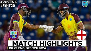 West Indies vs England 5th T20 Full Match Highlights 2024  WI vs ENG 5th T20 Full Highlights 2024 [upl. by Llednol]