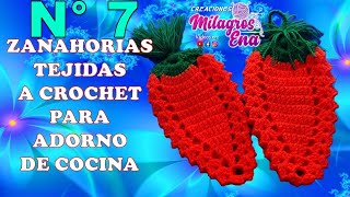 Manualidades tejidas Milagros Ena N° 7 ZANAHORIAS a crochet para agarraderas de ollas o adornos [upl. by Moreville]