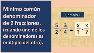 Ejemplo 1 Mínimo común denominador de 2 fracciones cuando un denominador es múltiplo del otro [upl. by Richart787]