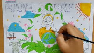 How to draw World environment day  Environment day drawing poster [upl. by Finer885]