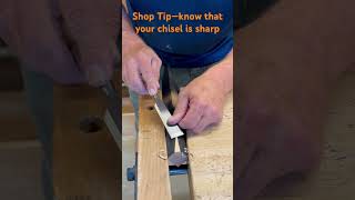 Shop Tip—know that your chisel is sharp shorts diy woodworking [upl. by Meid]