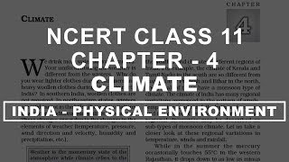 Climate  Chapter 4 Geography NCERT class 11 [upl. by Hirschfeld]