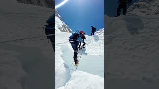 Khumbu Icefall Everest 📹 mariovillagran56 everest viralvideo youtubeshort viralshorts [upl. by Aihseyt]