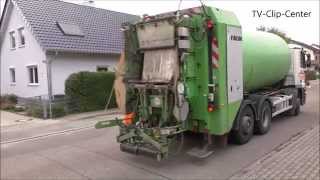 Müllabfuhr leert Mülleimer  Trommel  Garbage Truck at work in Germany [upl. by Mitch667]