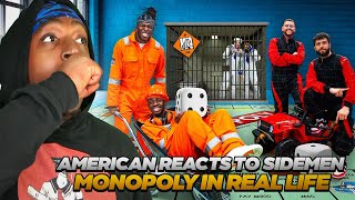 AMERICAN REACTS TO SIDEMEN MONOPOLY IN REAL LIFE 2 [upl. by Ydnic]