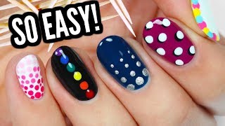 5 Easy Dotticure Nail Art Designs For Beginners [upl. by Esil594]