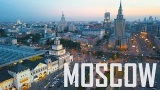 Beautiful Moscow city Aerial flight  Komsomolskaya square [upl. by Etireugram]