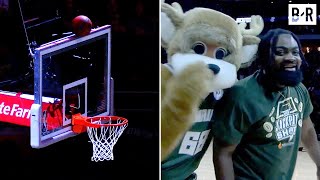 Bucks Fan Makes Halfcourt Shot Off Top of the Backboard to Win 10K 🤯 [upl. by Hairem]