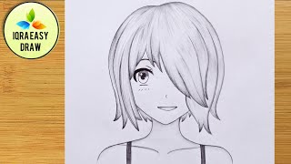 Easy Anime girl Drawing tutorial  How to draw anime girl Easy step by step  Anime character [upl. by Eillime]