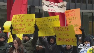 Advocacy groups gather in Federal Plaza to demand renewal of federal protections for immigrant worke [upl. by Py]