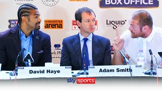 When Tyson Fury and David Haye clashed in hilarious press conference 🤣👊 [upl. by Wrennie]